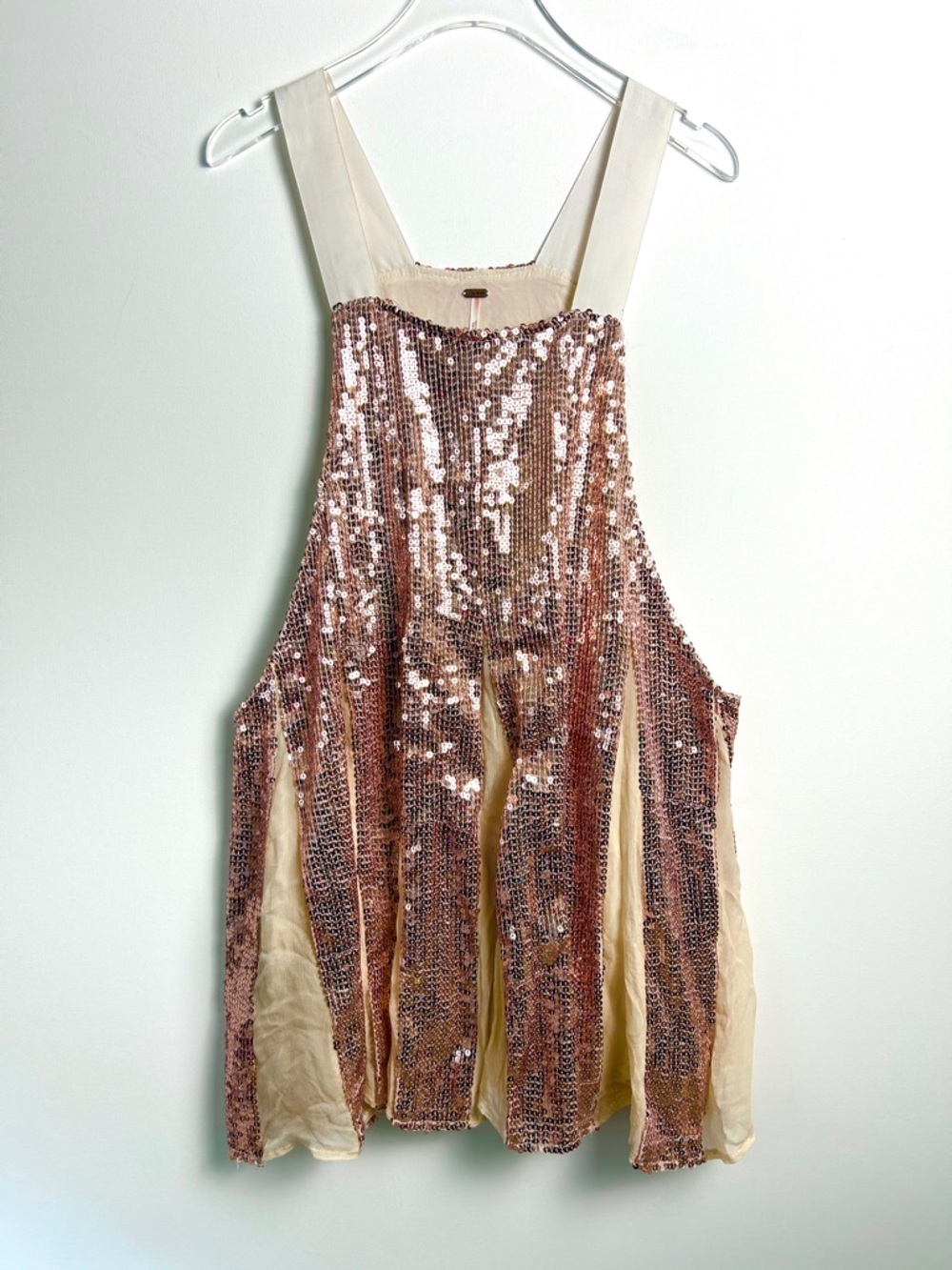 Free People Shimmering Lines Clay Punk Sequin Mini Dress Festival Size Small - Picture 2 of 15